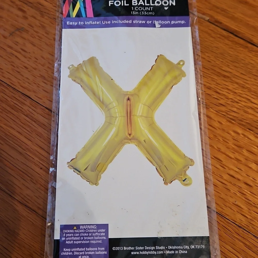 Gold Foil Balloon - Letter X, NWT